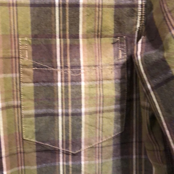 NWT Earnest Sewn Mens Button Down Shirt Green Brown Vertical Stripe Size Medium - Picture 5 of 9